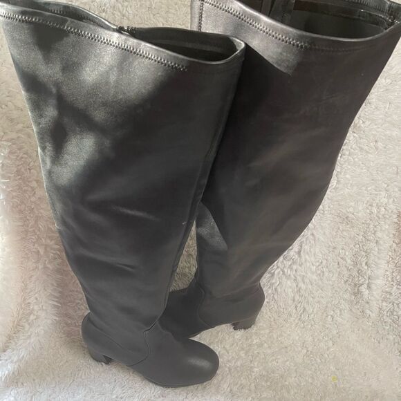Torrid Synthetic Black Over the-Knee wide calf platform heels Boots SZ10.5WW - Picture 1 of 14